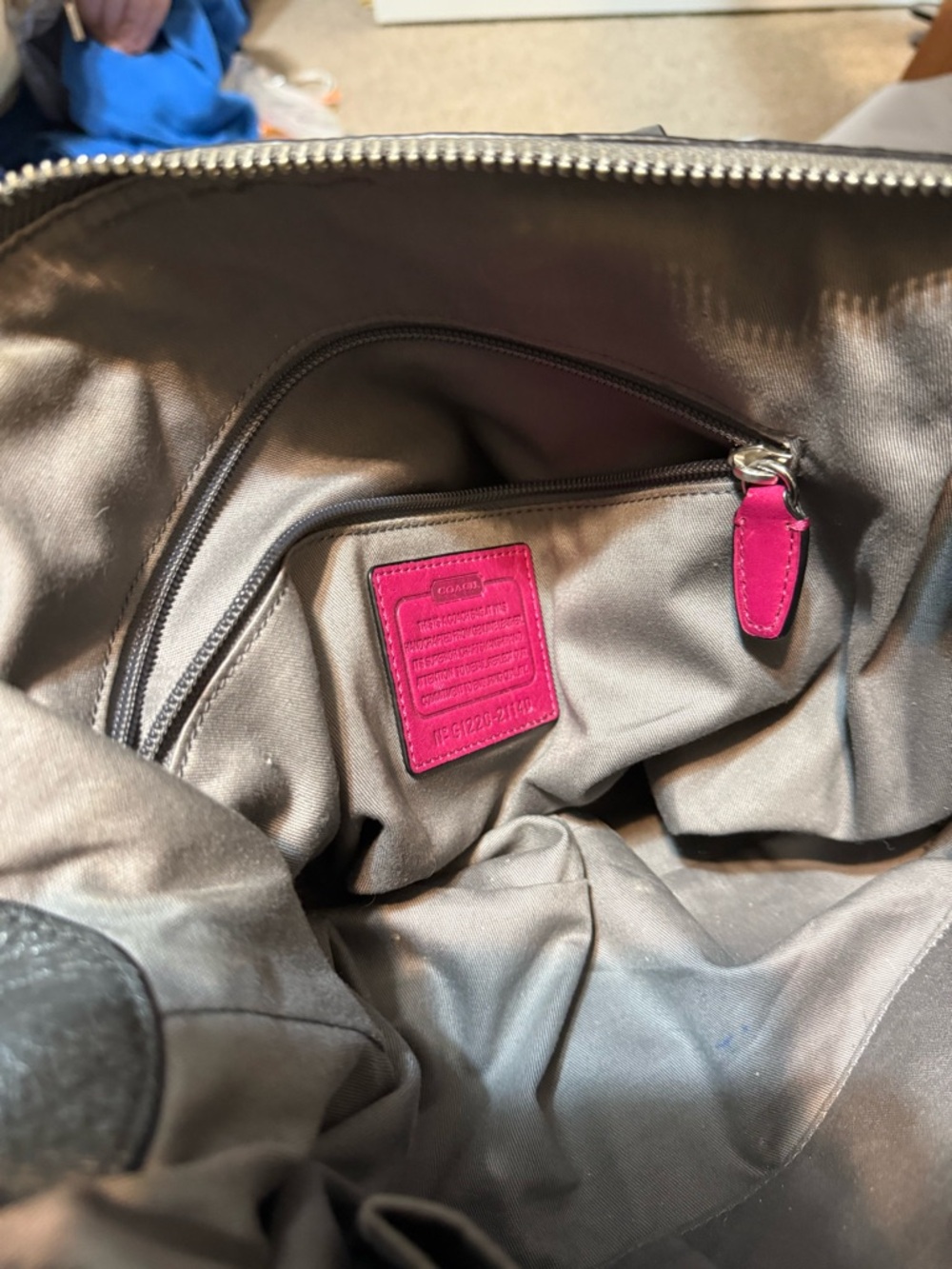 Coach Gray Leather Satchel with Pink Tassel Accents - Picture 4 of 8